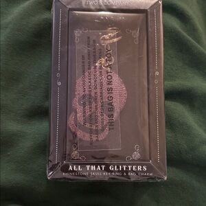 Two's Company Pink Rhinestone Skull Key Ring & Bag Charm